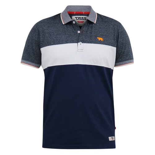 D555 Emerson Cut & Sew Polo With Jacquard Collar Navy